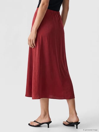 LCWAIKIKI Classic Bordo Beli Lastikli A Kesim Etek