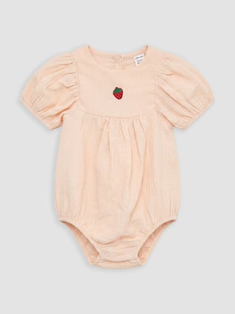 LCW baby Pembe Nakışlı Kız Bebek Müslin Çıtçıtlı Body