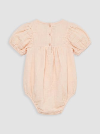 LCW baby Pembe Nakışlı Kız Bebek Müslin Çıtçıtlı Body
