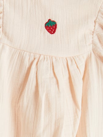 LCW baby Pembe Nakışlı Kız Bebek Müslin Çıtçıtlı Body
