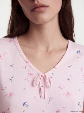 LCW DREAM Pembe V Yaka Çiçekli Kadın Pijama Takım