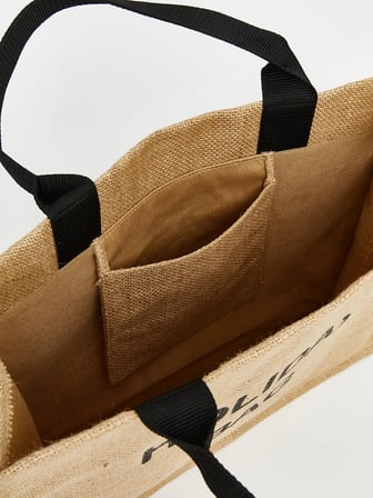 LCW ACCESSORIES Bej Yazı Nakışlı Kız Çocuk Hasır Plaj Çantası