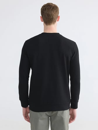 LCWAIKIKI Classic Siyah Bisiklet Yaka Baskılı Erkek Sweatshirt