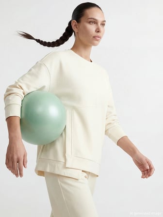 KOOR SPORT Ekru Soft Touch Oversize Kadın Sweatshirt