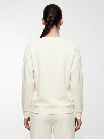 KOOR SPORT Ekru Soft Touch Oversize Kadın Sweatshirt