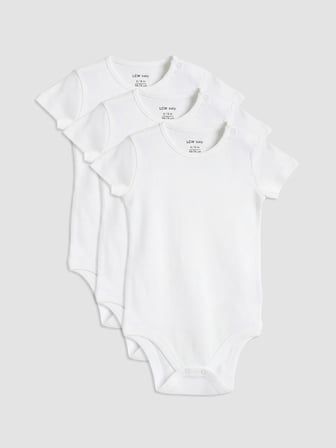 LCW baby Beyaz Bisiklet Yaka Kız Bebek Çıtçıtlı Body 3'lü