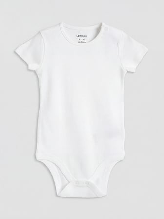 LCW baby Beyaz Bisiklet Yaka Kız Bebek Çıtçıtlı Body 3'lü