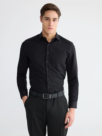 LCW BUSINESS Siyah Regular Fit Armürlü Erkek Gömlek