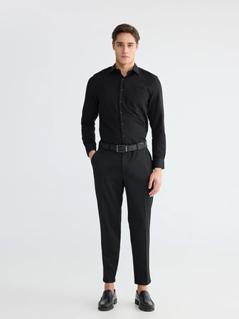 LCW BUSINESS Siyah Regular Fit Armürlü Erkek Gömlek