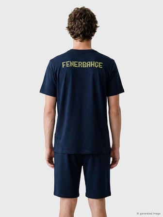 LC WAIKIKI Lacivert Fenerbahçe Baskılı Erkek Şortlu Pijama Takımı