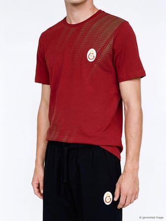 LC WAIKIKI Kırmızı Galatasaray Baskılı Erkek Şortlu Pijama Takımı