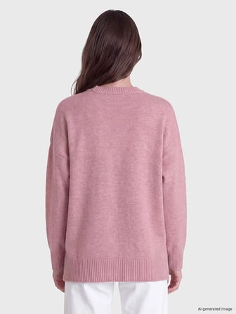 LCW Modest Pembe Bisiklet Yaka Çiçek Nakışlı Kadın Triko Tunik