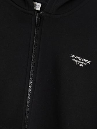 LCW Kids Siyah Kalın Erkek Çocuk Fermuarlı Sweatshirt