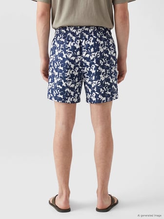 LCW SWIMWEAR Lacivert Kısa Boy Desenli Erkek Deniz Şortu