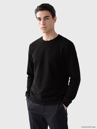 LCWAIKIKI Classic Siyah Bisiklet Yaka Erkek Sweatshirt