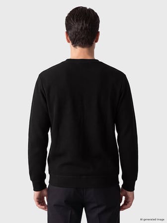 LCWAIKIKI Classic Siyah Bisiklet Yaka Erkek Sweatshirt