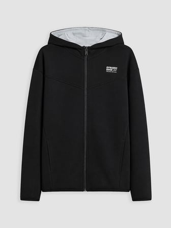 LCW Kids Siyah Kapüşonlu Baskılı Erkek Çocuk Fermuarlı Sweatshirt