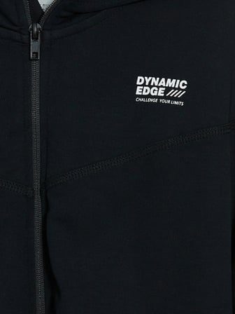 LCW Kids Siyah Kapüşonlu Baskılı Erkek Çocuk Fermuarlı Sweatshirt