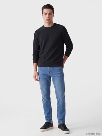 LCWAIKIKI Classic Antrasit Bisiklet Yaka Erkek Sweatshirt