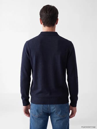 LCWAIKIKI Classic Lacivert Polo Yaka Erkek Sweatshirt