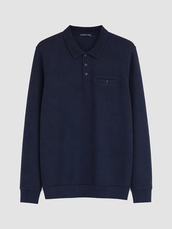 LCWAIKIKI Classic Lacivert Polo Yaka Erkek Sweatshirt