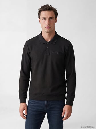 LCWAIKIKI Classic Antrasit Polo Yaka Erkek Sweatshirt