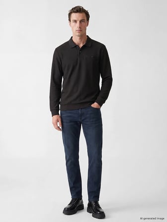 LCWAIKIKI Classic Antrasit Polo Yaka Erkek Sweatshirt