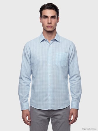 LCW BUSINESS Mavi Regular Fit Ekose Erkek Gömlek