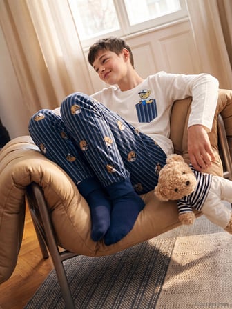 LCW Kids Ekru Bisiklet Yaka Erkek Çocuk Pijama Takımı