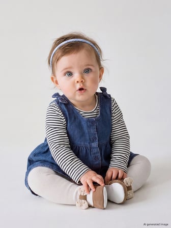 LCW baby İndigo Kız Bebek Elbise ve Tişört