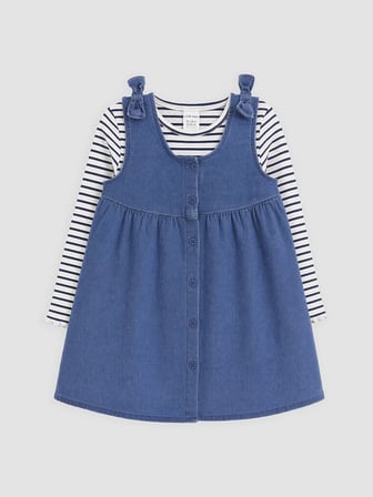 LCW baby İndigo Kız Bebek Elbise ve Tişört