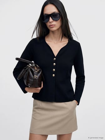 LCW EVERYDAY Siyah V Yaka Regular Fit Kadın Triko Hırka
