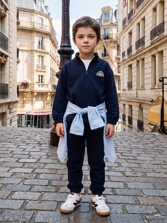 LCW Kids Lacivert New York Baskılı Erkek Çocuk Takım
