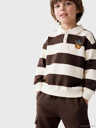 LCW Kids Kahverengi Çizgili Erkek Çocuk Takım