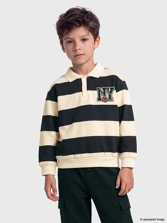 LCW Kids Siyah Çizgili Erkek Çocuk Takım
