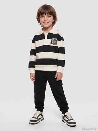 LCW Kids Siyah Çizgili Erkek Çocuk Takım