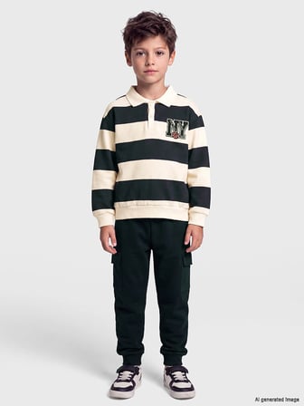 LCW Kids Siyah Çizgili Erkek Çocuk Takım