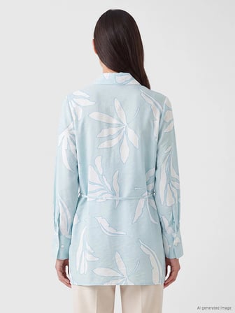 LCW EVERYDAY Yeşil Beli Kuşaklı Desenli Kadın Gömlek Tunik