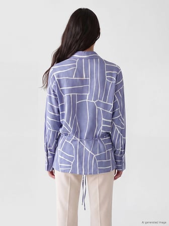 LCW EVERYDAY Mor Beli Kuşaklı Desenli Kadın Gömlek Tunik