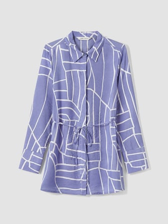 LCW EVERYDAY Mor Beli Kuşaklı Desenli Kadın Gömlek Tunik