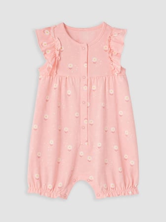 LCW baby Pembe Çiçekli Kız Bebek Tulum