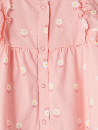 LCW baby Pembe Çiçekli Kız Bebek Tulum