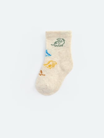 LCW baby Yeşil Dinozor Nakışlı Erkek Bebek Soket Çorap 5'li