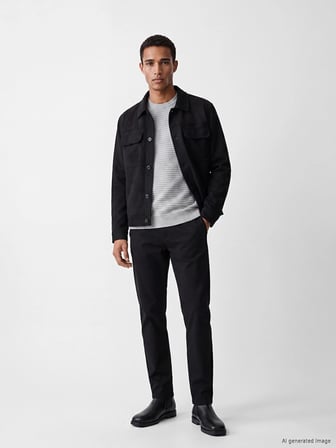 LCW Vision Siyah Regular Fit Gömlek Yaka Erkek Süet Mont