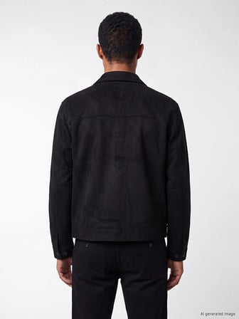 LCW Vision Siyah Regular Fit Gömlek Yaka Erkek Süet Mont