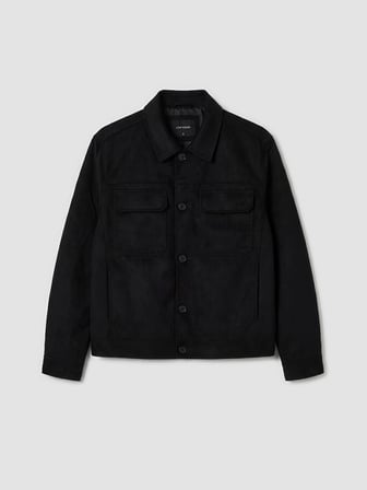 LCW Vision Siyah Regular Fit Gömlek Yaka Erkek Süet Mont