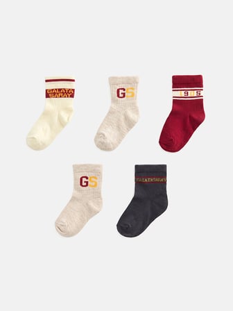 LCW baby Ekru Galatasaray Desenli Erkek Bebek Soket Çorap 5'li