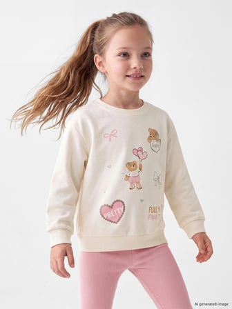 LCW Kids Ekru Kız Çocuk Baskılı Sweatshirt