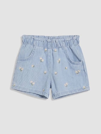 LCW baby Mavi Çiçekli Kız Bebek Jean Şort