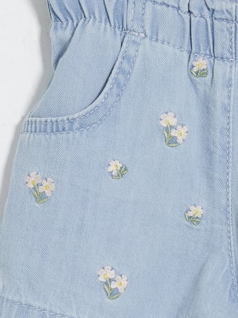LCW baby Mavi Çiçekli Kız Bebek Jean Şort